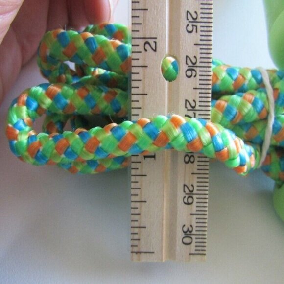 Jump Rope VTG FABRIC  34" GREEN ORANGE BLUE w Plastic Handles LIKE NEW - Picture 4 of 7